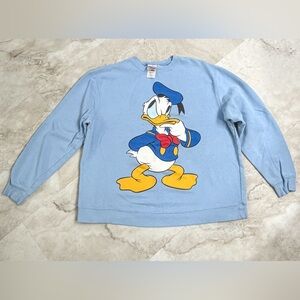 Vintage Disney Store Donald Duck Sweatshirt XL 90s Graphic Crewneck Blue